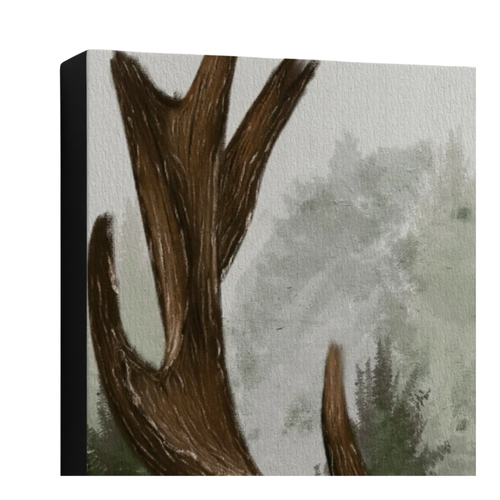 "Jeleń w Mglistym Lesie" 12"x18" ECO płótno